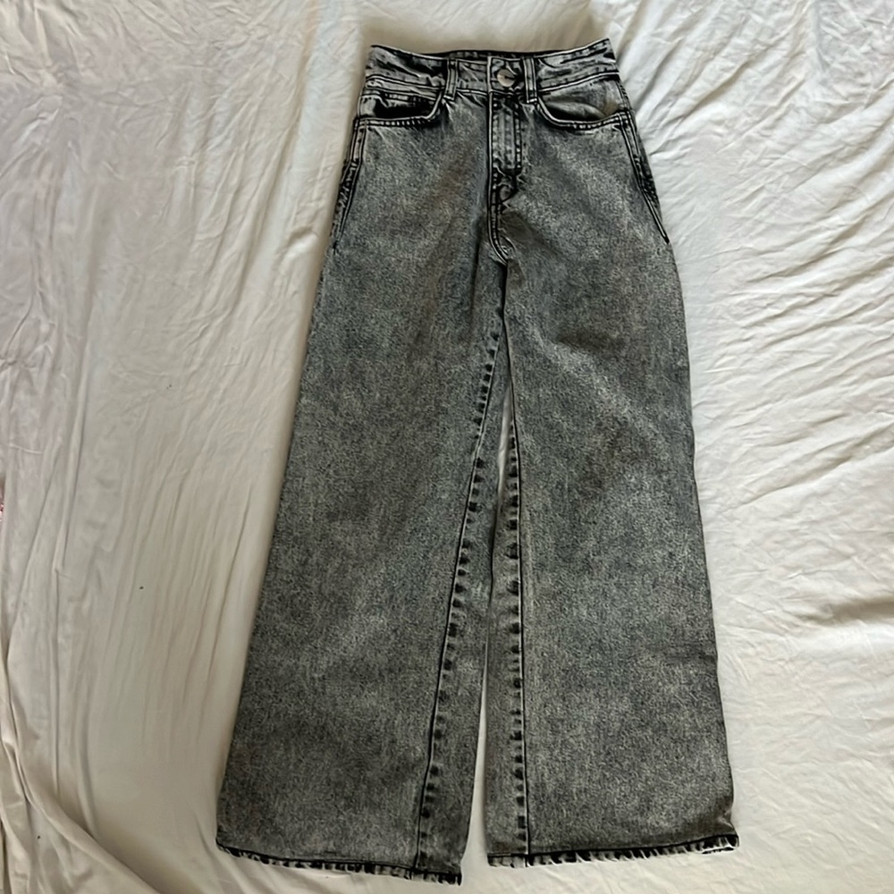 Zara Gray Flare & Wide Leg Jeans